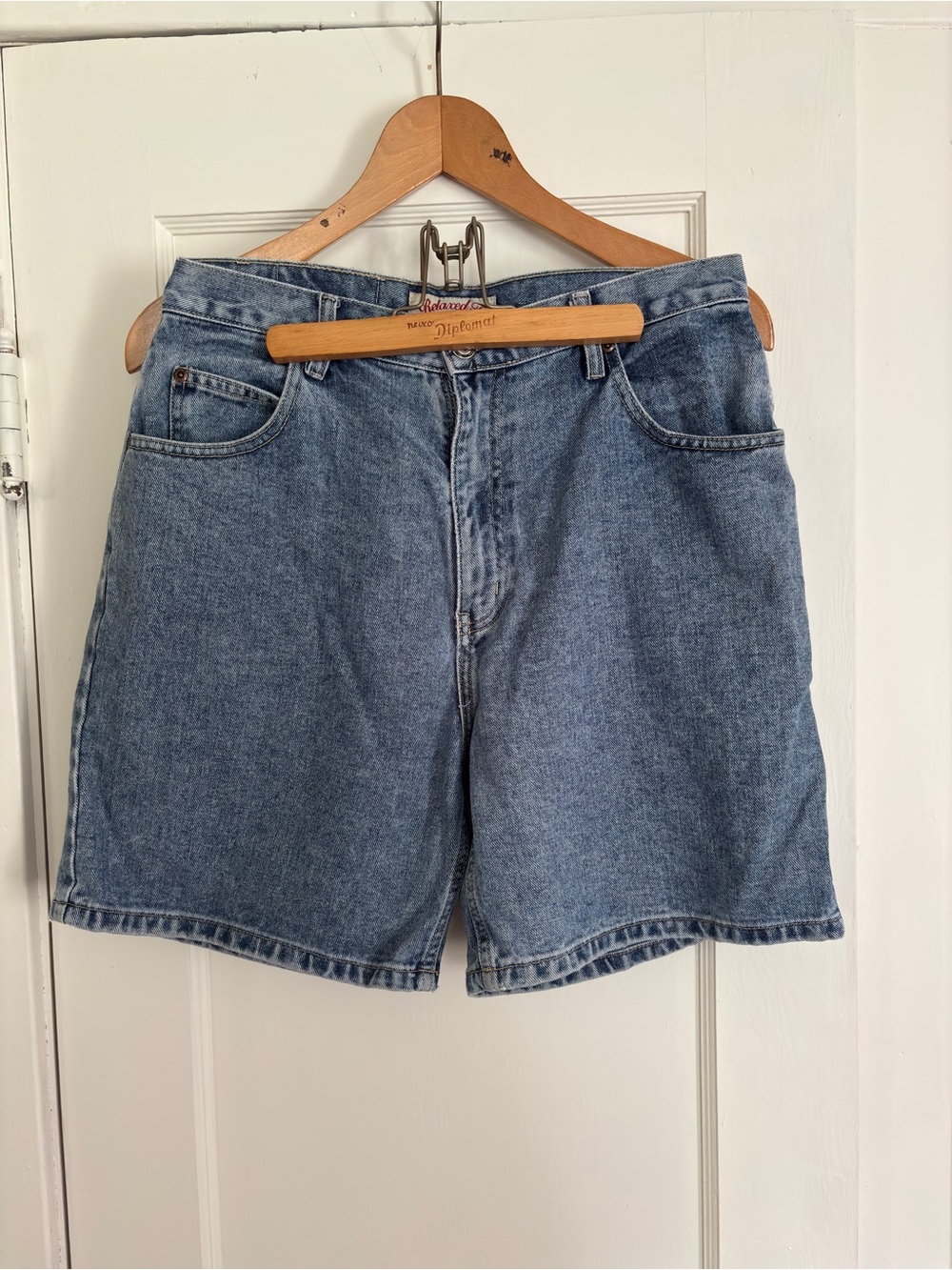 St. John's Bay Women's High Waist Denim Shorts in Light Blue